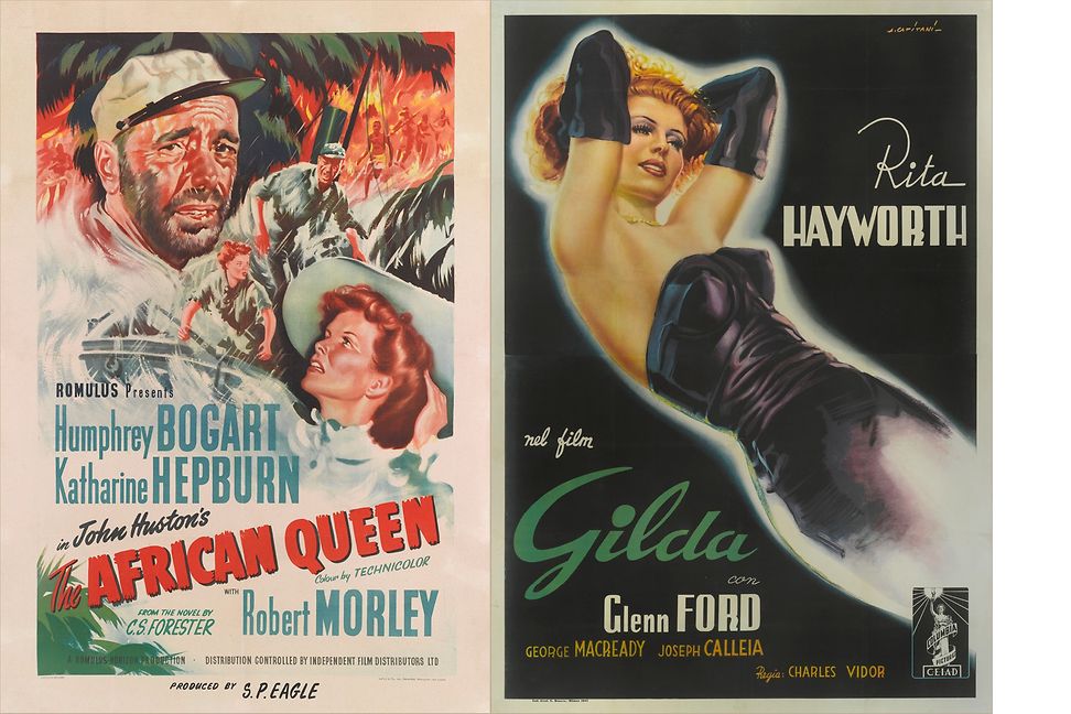 Filmplakate von The African Queen und Gilda
