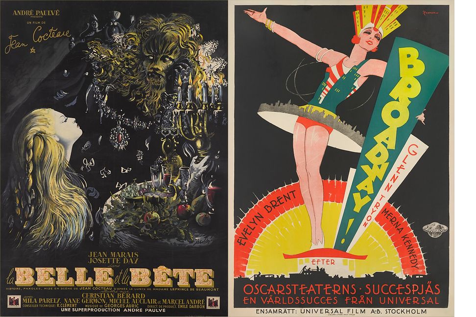 Film-Poster des französischen Films Die Schöne und das Biest und Broadway Musical Poster