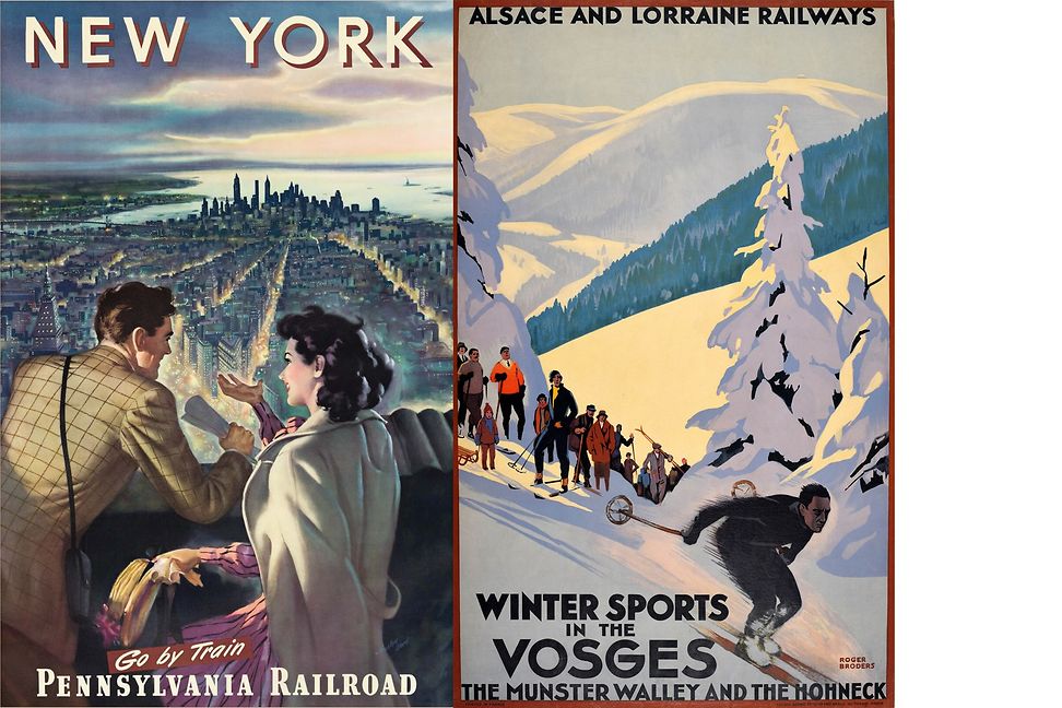 New York City poster and winter sports in Vosges poster