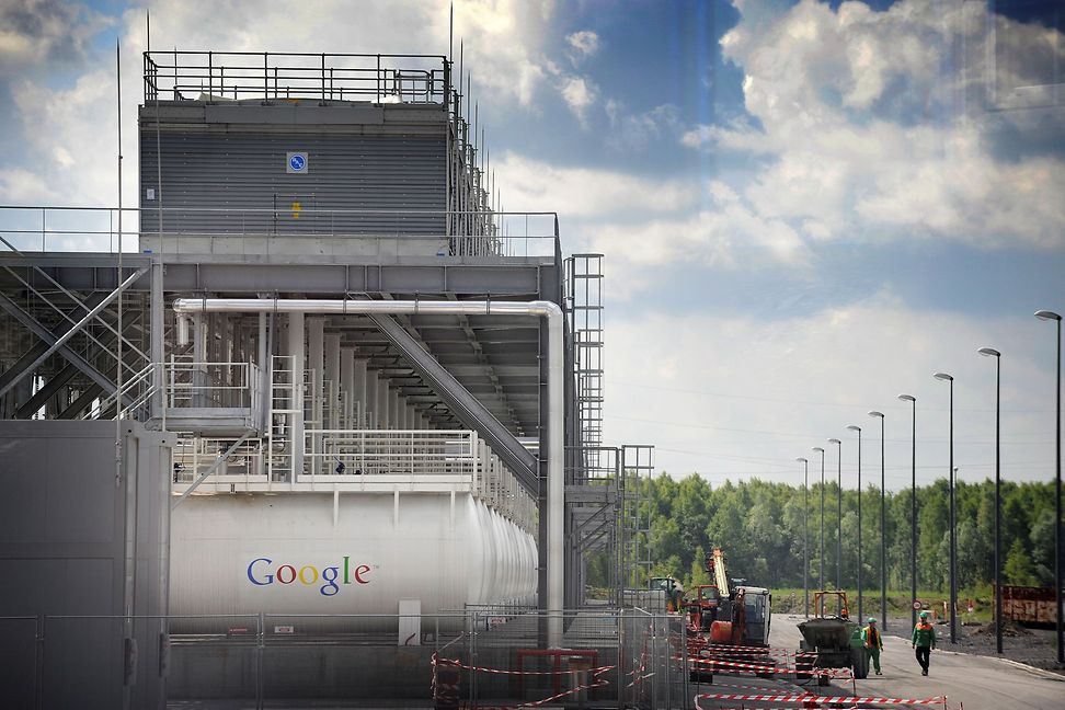 An industrial site is seen from the outside, labelled Google.