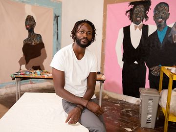 Artist Amoako Boafo in his studio 